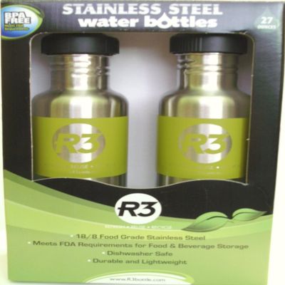 2 - Pk. Stainless Steel Water Bottles, Green