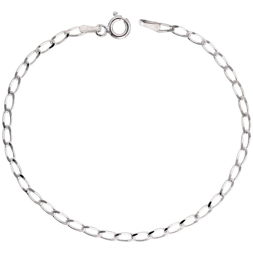 Sterling Silver Long Link Curb Chain Necklace 2.5mm Nickel Free Italy, 30 inch