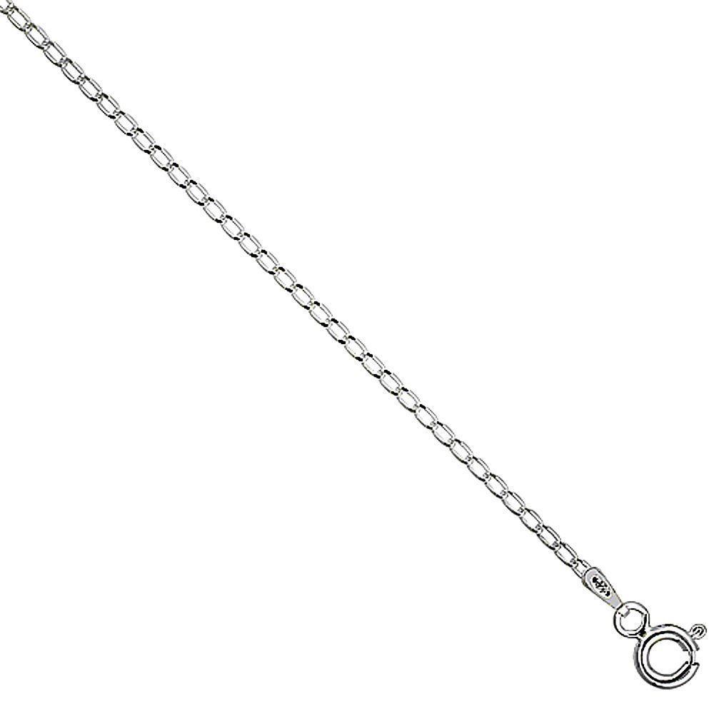 Sterling Silver Long Link Curb Chain Necklace 1.5mm Nickel Free Italy, 24 inch