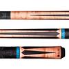 LUCASI LP30 Cue, Coffee Wash-Stained Maple Birdseye, Blue Lake Inlay Rings, 6-Point Black Points, Pinnacle Carbon Fiber Composite Shaft view 1