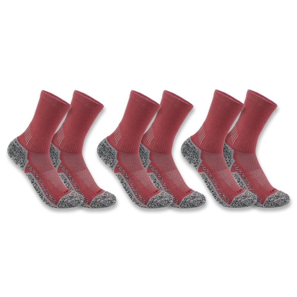 Carhartt Women's Force Midweight Crew Sock 3 Pack, Apple Butter, Small