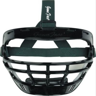 Markwort Game Face Sports Safety Mask (Black with Dark Green Ponytail Harness, Large)