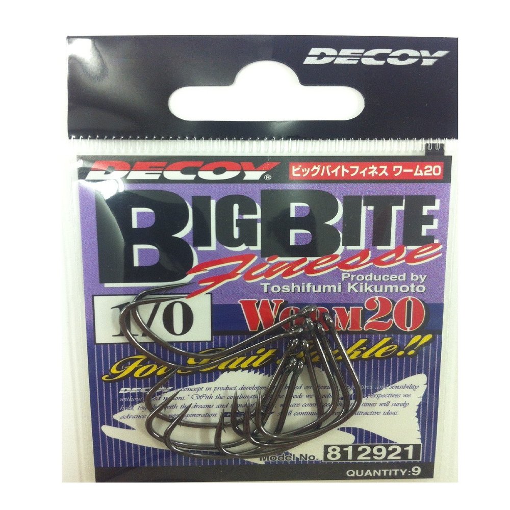 Decoy Worm 20 Big Bite Finesse Wide Gap Hooks Size 1/0 (2921)