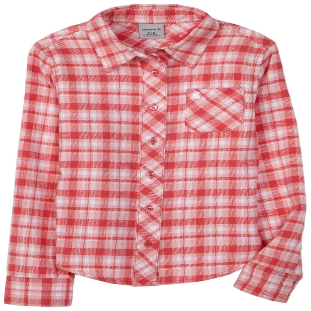 Carhartt Little Girls' Cute Plaid Shirt,Claret,6
