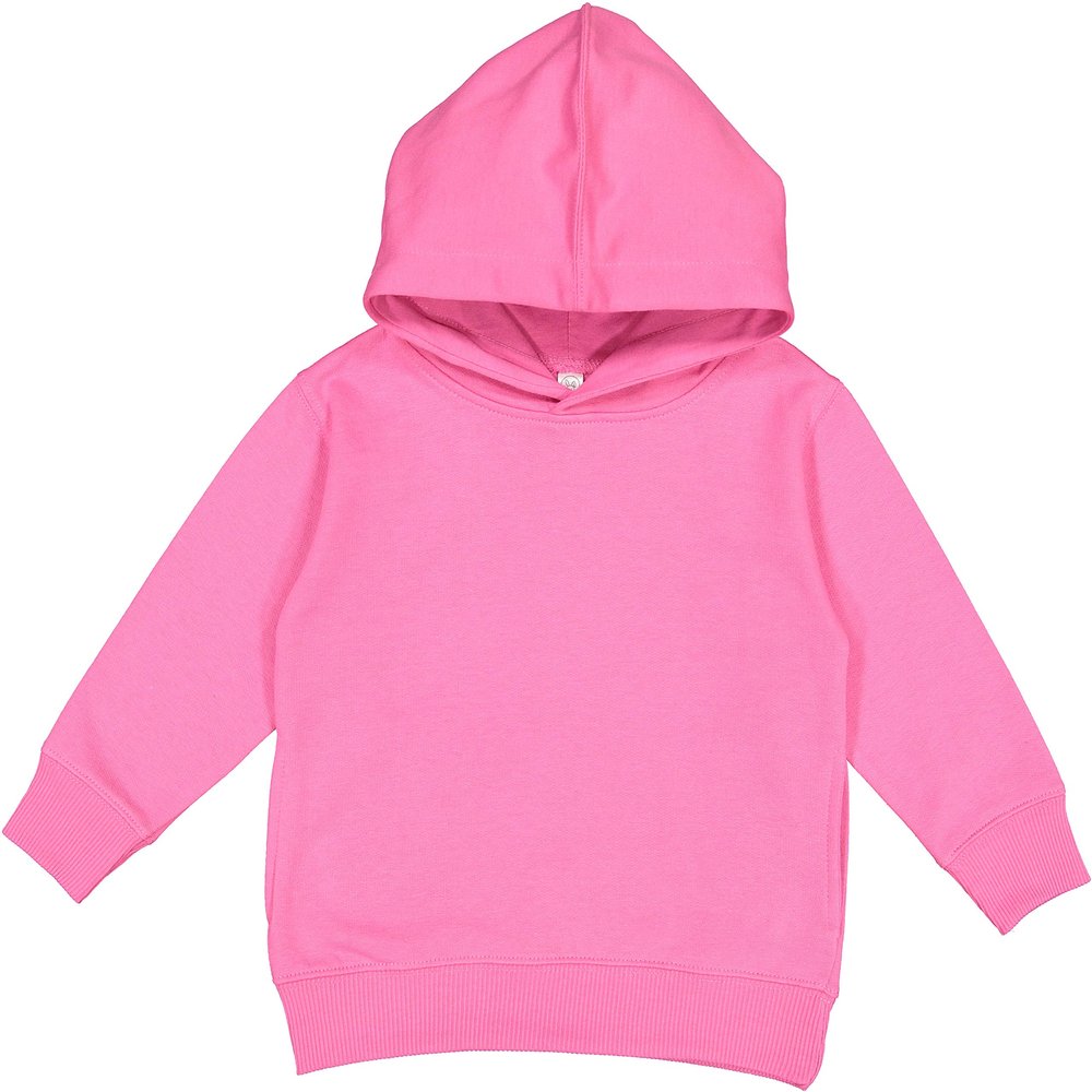RABBIT SKINS Toddler Fleece Long Sleeve Hooded Pullover Sweatshirt with Side Seam Pockets, Raspberry, 4T
