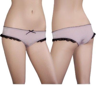 SAMFE Microfiber Hiphugger W/Mesh Ruffles, Tan-L