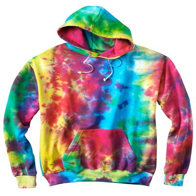 100% Cotton Tie-Dyed Hoodie, 8.5 Ounce - Reactive Rainbow in Size Large