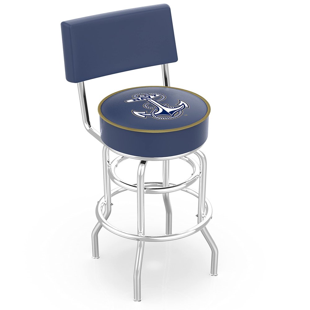 L7C4 US Naval Academy (Navy) 30" Double-Ring Swivel Bar Stool with Chrome Finish
