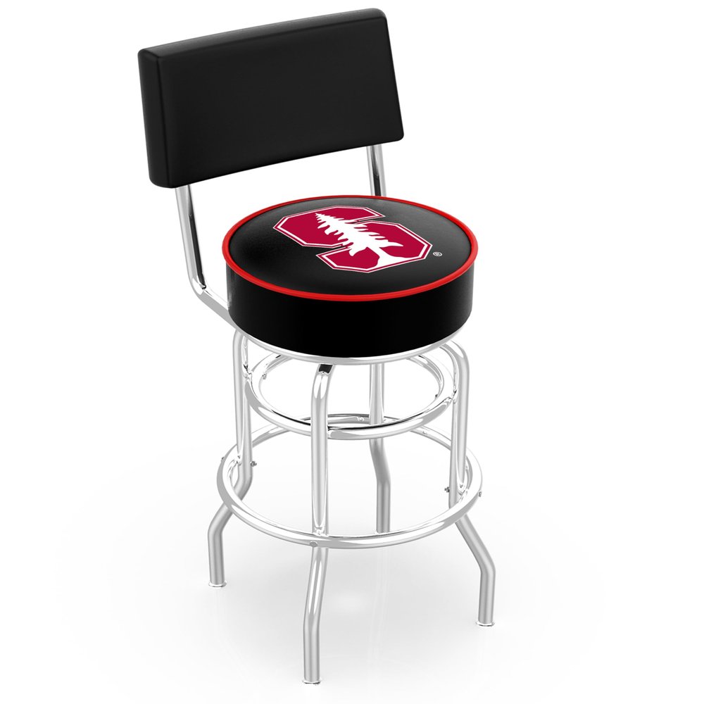 L7C4 Stanford 25" Double-Ring Swivel Counter Stool with Chrome Finish
