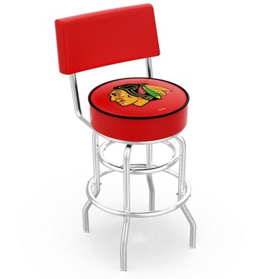 L7C4 Chicago Blackhawks 25" Double-Ring Swivel Counter Stool with Chrome Finish
