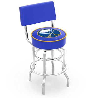 L7C4 Buffalo Sabres 30" Double-Ring Swivel Bar Stool with Chrome Finish