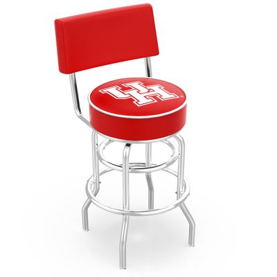 30" L7C4 - Chrome Double Ring Houston Swivel Bar Stool with a Back by The Holland Bar Stool Company