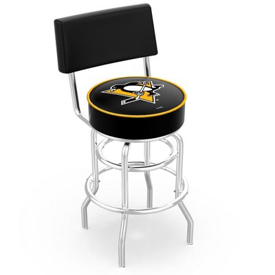 HBS L7C4 Pittsburgh Penguins 30" Double-Ring Swivel Bar Stool with Chrome Finish