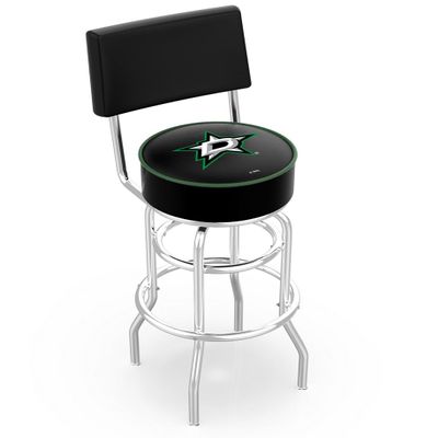 L7C4 Dallas Stars 25" Double-Ring Swivel Counter Stool with Chrome Finish