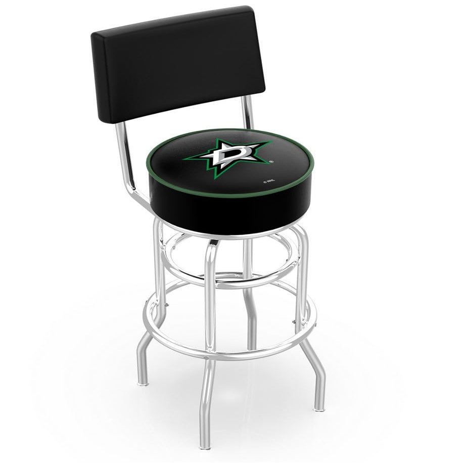 L7C4 Dallas Stars 25" Double-Ring Swivel Counter Stool with Chrome Finish