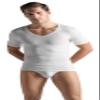 HANRO Men's Cotton Superior V-Neck Shirt, White, Large view 1