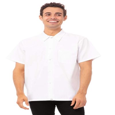 Chef Works Men's Utility Cook Shirt, White, Medium