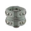 Zeckos Gray Leather Double Chrome O Ring Wristband Bracelet view 1