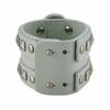 Zeckos Gray Leather Double Chrome O Ring Wristband Bracelet view 2