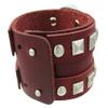 Zeckos Brown Leather Double Chrome O Ring Wristband Bracelet 2 Inches Wide view 2