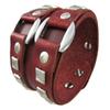 Zeckos Brown Leather Double Chrome O Ring Wristband Bracelet 2 Inches Wide view 3