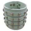 Zeckos Gray Leather 4 Row Pyramid Studded Wristband Bracelet view 1
