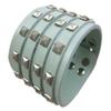 Zeckos Gray Leather 4 Row Pyramid Studded Wristband Bracelet view 3