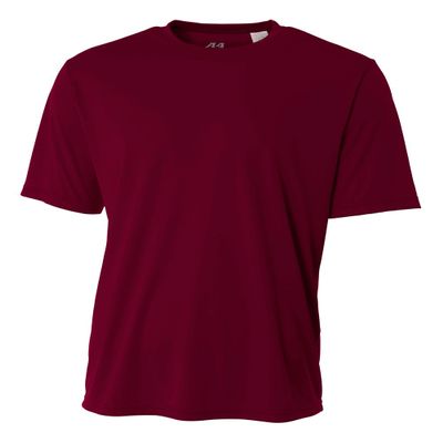 A4 Men's Cooling Performance Crew Short Sleeve T-Shirt, Maroon, Large