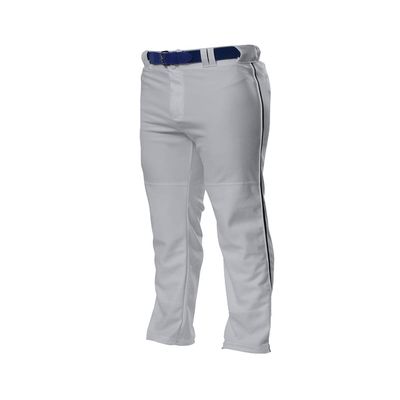 A4 Mens Pro-Style Open Bottom Baseball Pant, Small, Gray/Black