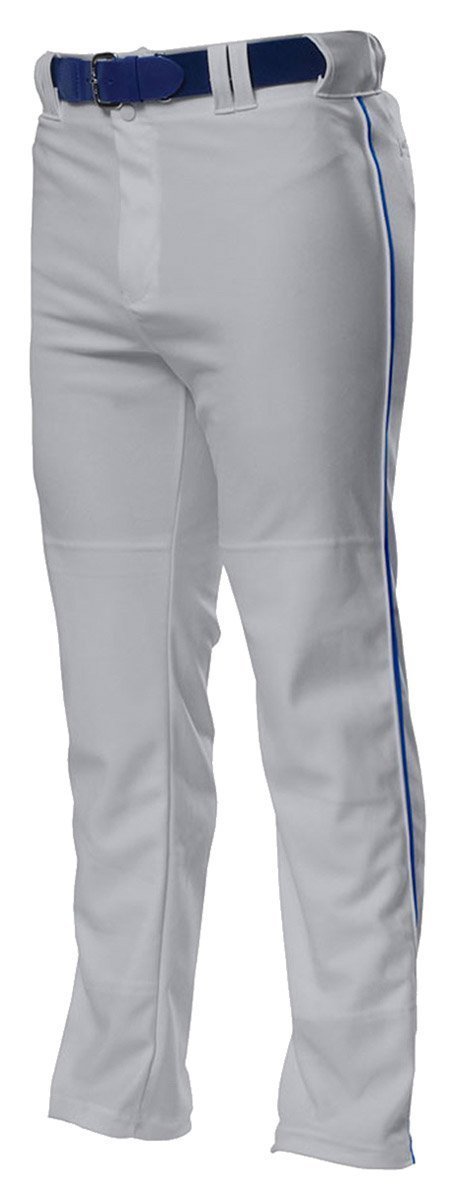 A4 Mens Pro-Style Open Bottom Baseball Pant, Small, Grey/Royal