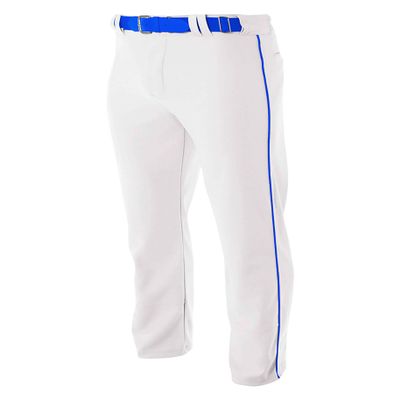 A4 Boy's Pro-Style Open Bottom Baseball Pant White/Royal