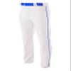 A4 Boy's Pro-Style Open Bottom Baseball Pant White/Royal view 1
