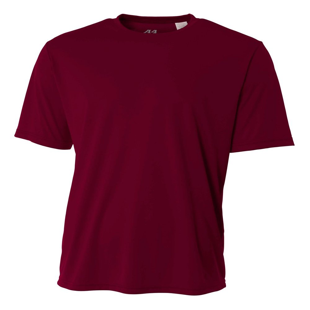 A4 Youth Cooling Performance Crew Short Sleeve T-Shirt, Maroon, Medium
