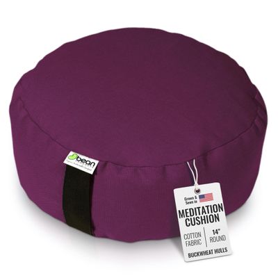 Bean Products Zafu Meditation Pillows for Sitting on Floor, Yoga Cushion, Cotton/Buckwheat Fill Yoga Pillow, Zafu Meditation Cushion, Zen Kneeling Prayer Pad- Made in USA - 14" Round - Burgundy