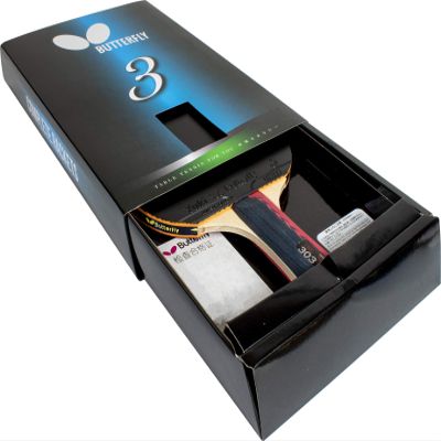 Butterfly 303 Table Tennis Racket Set - 1 Ping Pong Paddle - Pips in and Out Rubber - Free Case - Gift Box - ITTF Approved