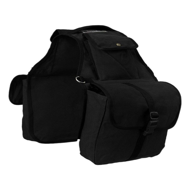 Tough-1 Canvas Saddle Bag for Horses - Black