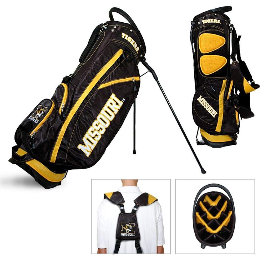Team Golf NCAA Missouri Tigers Fairway Golf Stand Bag Fairway Golf Stand Bag, Lightweight, 14-way Top, Spring Action Stand, Insulated Cooler Pocket, Padded Strap, Umbrella Holder & Removable Rain Hood