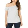 INC Womens Modal One Shoulder T-Shirt Gray S view 1
