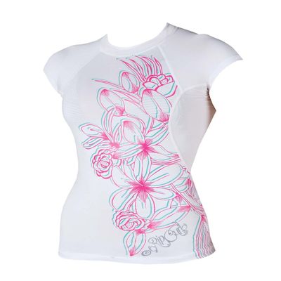 Rip Curl Womens Classic Heart Patrol Cap Sleeve Rash Guard (White, 14)