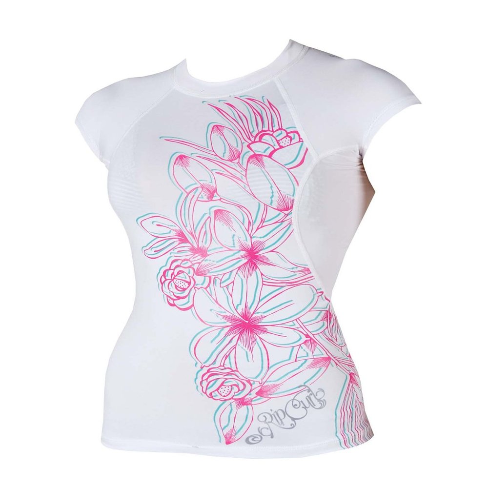Rip Curl Womens Classic Heart Patrol Cap Sleeve Rash Guard (White, 14)