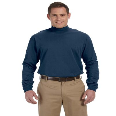 Devon & Jones Sueded Cotton Jersey Mock Turtleneck - X-Large - NAVY