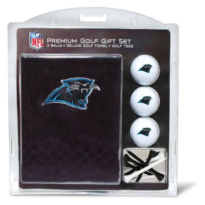 Team Golf NFL Carolina Panthers Gift Set: Embroidered Golf Towel, 3 Golf Balls, and 14 Golf Tees 2-3/4" Regulation, Tri-Fold Towel 16" x 22" & 100% Cotton
