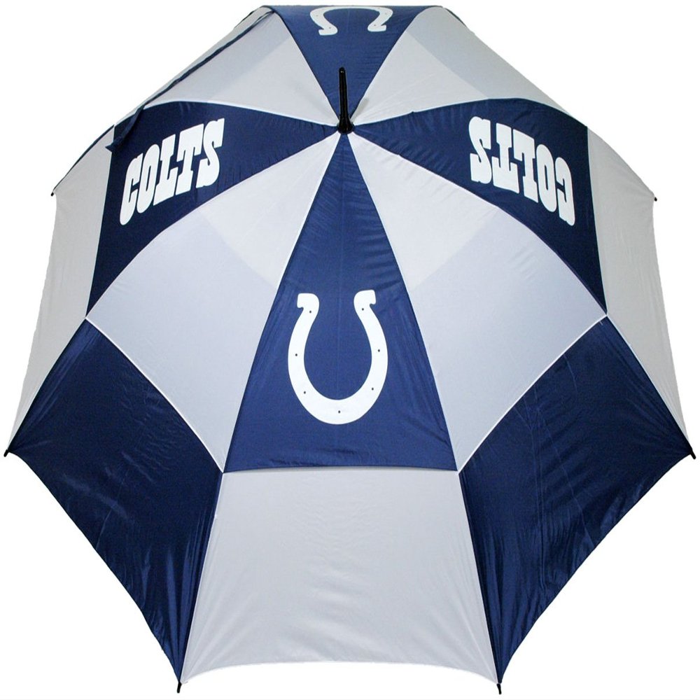 Team Golf NFL Indianapolis Colts Golf Umbrella 62" Golf Umbrella with Protective Sheath, Double Canopy Wind Protection Design, Auto Open Button