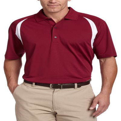 Greg Norman Color Block Performance Polo, Maroon, Small