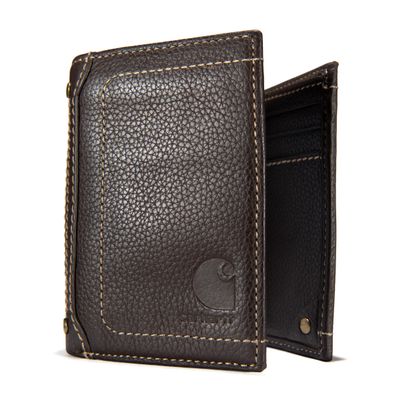 Carhartt Men's Pebble Leather Trifold Wallet, Brown