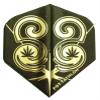 25 Sets #3409 AmeriThon Swirly Black/Gold Pot Themed Dart Flights