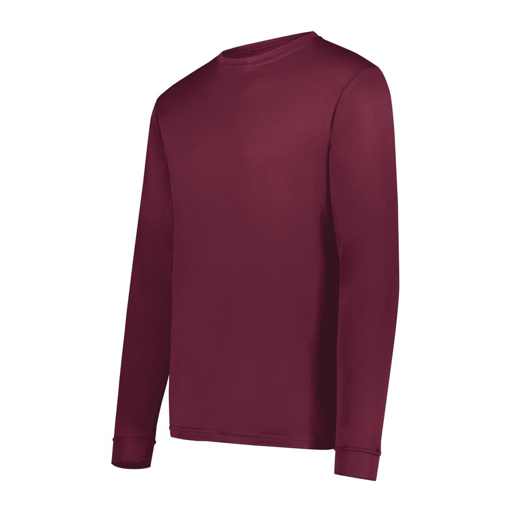 Augusta Sportswear Wicking Long Sleeve Sun Protection Athletic Shirt for Running, Hiking, Fishing, and Outdoor Activities, Maroon, Medium