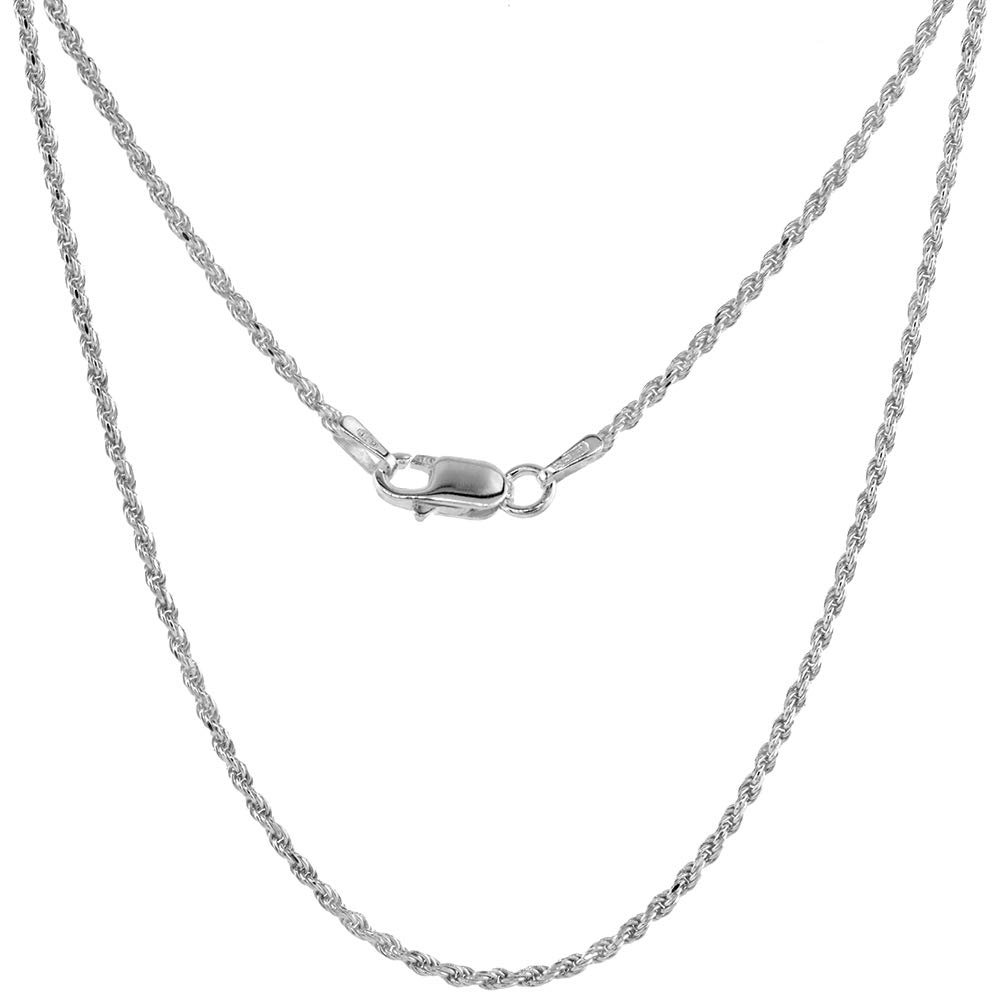 Sterling Silver 1.7mm Rope Chain Anklet for Women Thin Diamond Cut Nickel Free Italy 9.5 inch
