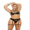 Elegant Moments Sexy Queen Size Vinyl Underwire Bra-black-44 view 1