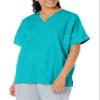 Cherokee Women's V Neck Scrubs Shirt, Teal Blue, Medium view 1